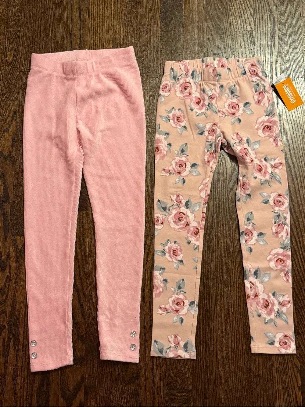 Gymboree Girls size 7 Pink Floral & Solid Leggings - Set of 2